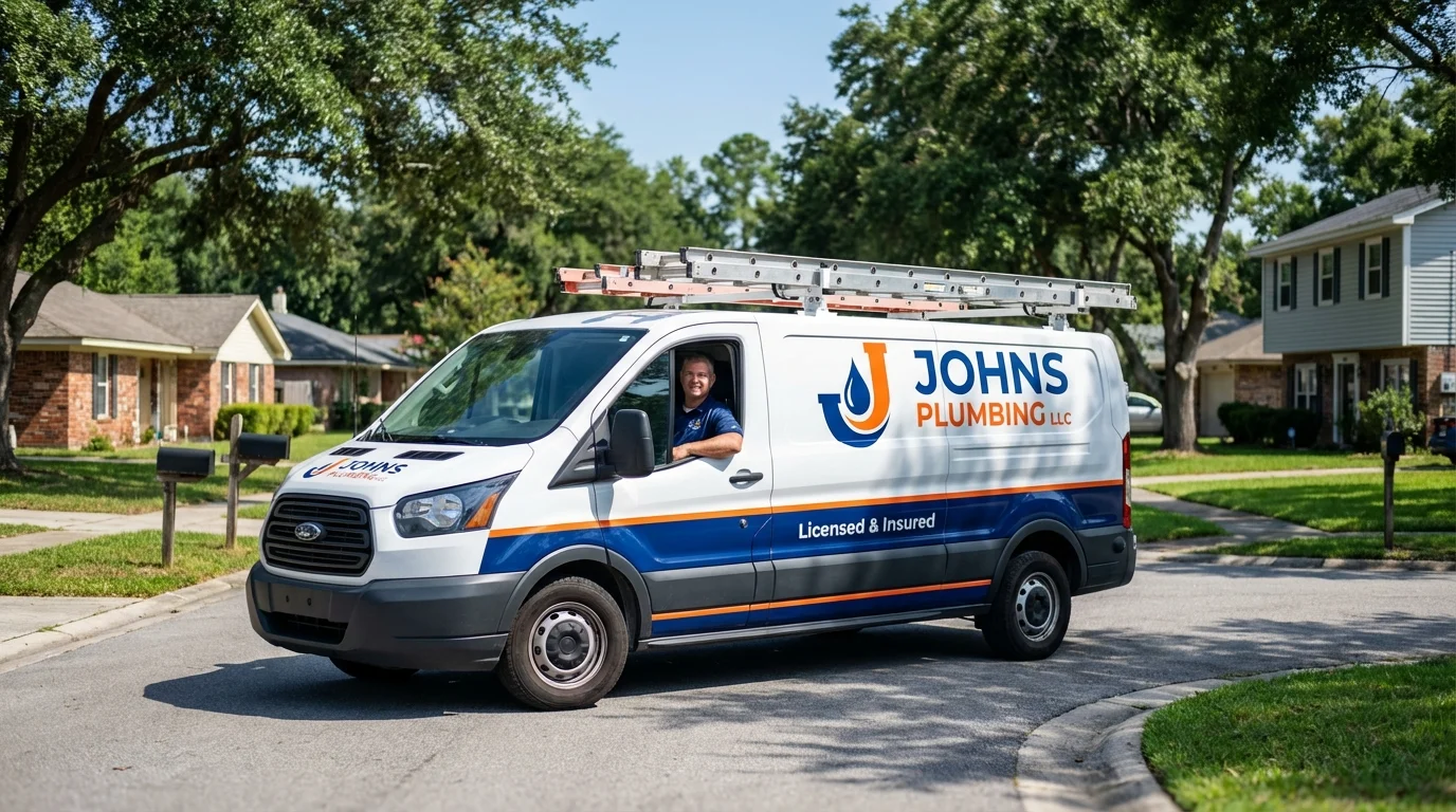 Johns Plumbing LLC service van in Cazenovia, NY