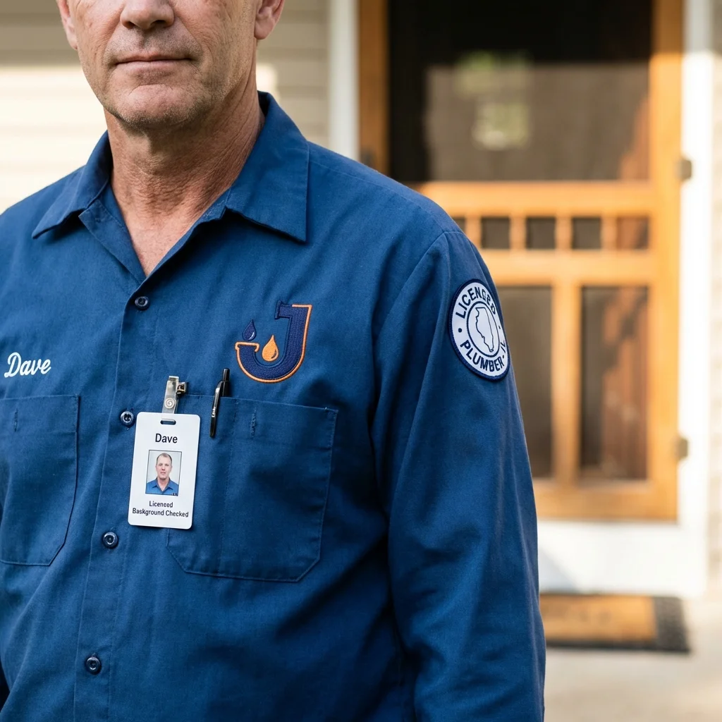 Licensed plumber showing ID badge in Cazenovia, NY