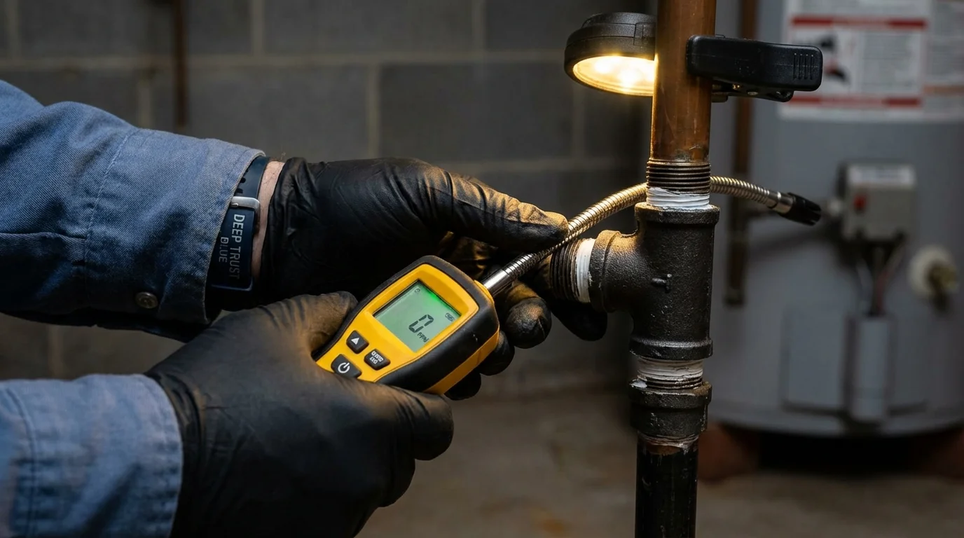 Gas leak detection with electronic sniffer by Johns Plumbing LLC in Cazenovia