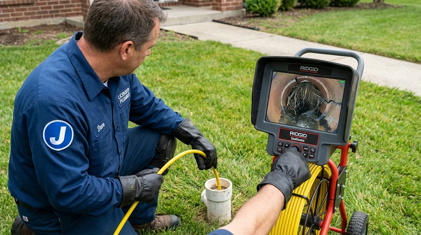 Sewer camera inspection being performed by Johns Plumbing LLC in Cazenovia